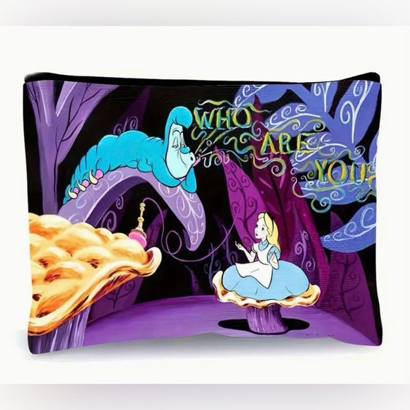 Caterpillar "Who Are You?" Design Wonderland Fantasy Cosmetic Toiletry Bag New - Picture 2 of 7